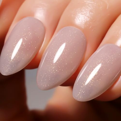 Imtiti Glitter Gel Nagellack, 15ML Beige Schimmernder UV LED Soak Off Polish für DIY Nail Art, Maniküre Salon Kit für Frauen Mädchen