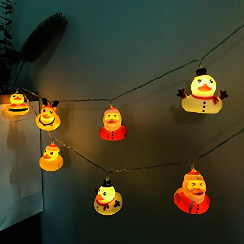 Riaxuebiy 3 m 20 LED Ente Lichterketten Ente Nachtlicht Batteriebetriebenes Ente Deko Lampe für Kindergeburtstag Kinderzimmer Party Camping (Weihnachtsente)