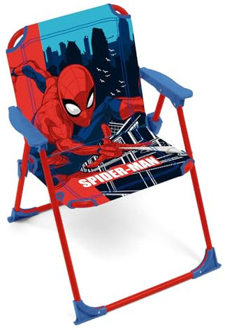 ARDITEX Silla Plegable con Brazos de Spiderman de Marvel - 38x32x53cm - Adecuado para jardín, Camping, Playa o montaña - Ideal para niños y niñas.
