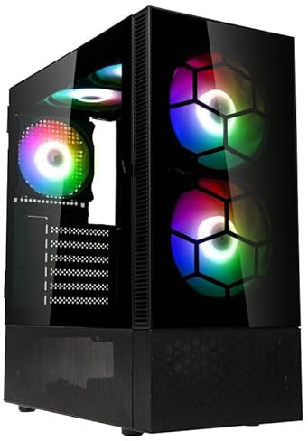 Kolink Observatory MX Glass Black ARGB Midi Tower PC Case with Tempered Glass Panels, Four Pre-Installed Fans, and Enhanced Airflow Design