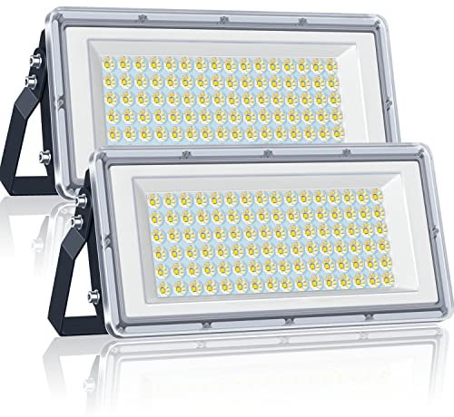 YIQIBRO LED Strahler Außen 100W 2 Stück, 10000LM Superhell Fluter Außen, Aussenstrahler Wasserdicht IP67, 6500K Kaltweiß Außenstrahler LED Scheinwerfer 85-265V für Garten, Garage, Fabrik, Sportplatz