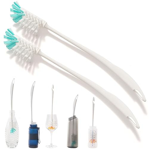 Hausfelder Flaschenbürste 4er Set, Reinigungsbürste und Spülbürste für Gläser, Glasflaschen, Trinkflaschen, 2 Stück (2er Set, 2 x schmal)