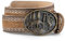 Schöneberger Trachten Couture Trachtengürtel, handgefertigter Lederhosen Gürtel mit Hirsch Schnalle und Stickereien, Ledergürtel Sebastian (Braun, 46-48)