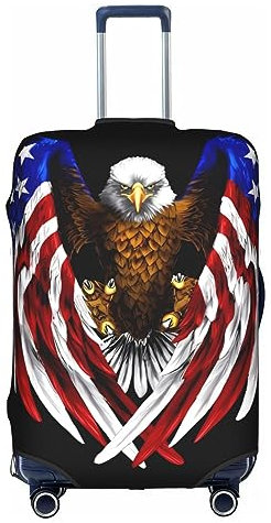 Trolley-Koffer-Schutzhülle, Motiv: USA-Flagge, patriotischer Adler, dick und verschleißfest, Öffnung oben, verstärkte Unterseite, 45,7 - 81,3 cm, geeignet für Reisen, Geschäftsreisen, weiß, 95
