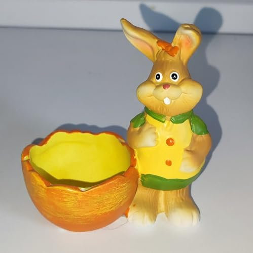 Rahm § AngiesStrickzauber verkauft: Dekofigur/Figur/Hase/Eierbecher/Deko/Keramik/Ostern/Tischdeko/Frühstück/Orange