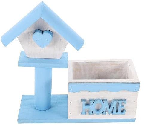 KUKUUU Sukkulenten Blumen Schreibtisch Bonsai Pflanze Holz Pflanzgefäß für Outdoor-Pflanzen Ornamente Sukkulenten Töpfe (Farbe: Blau, Größe: 17,5 x 6,5 cm)