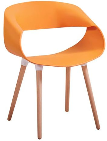 JUUBND Moderner, minimalistischer Esszimmerstuhl, ergonomisches Design ohne Sessel, Beine aus Massivholz und PVC-Oberflächen, geeignet für Büro/Flur/Wohnzimmer/Konferenzraum,Orange