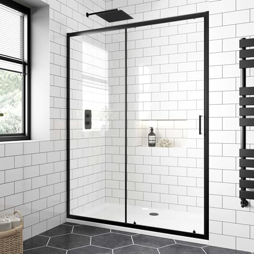Matt Black 6mm Sliding Shower Door (1200mm Wide)