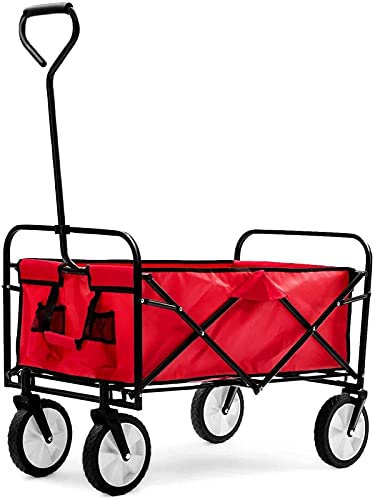 Klappbarer Campingwagen mit Futter, Garten-Klappwagen, Garten-Handzugwagen, Garten-Transportwagen, zusammenklappbarer, tragbarer Wagen
