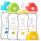 YOHKOH Weithals-Babyflasche aus Glas, Anti-Colic Glas-Babyflaschensets mit Ultra Soft Silikon-Sauger, für Neugeborene Babys ab 1 Monat (Mehrfarbig1, 260ml (4er Pack))