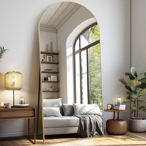 LunaMirror Gewölbter Spiegel Ganzkörperspiegel 192 x 85 cm Stehspiegel Bodenspiegel Groß Standspiegel für Schlafzimmer Wohnzimmer Flur Eingang Wandspiegel Gold