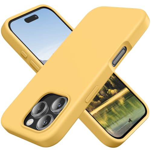 TAXXOE Silicone Case Compatible with iPhone 16 Pro Case Soft Ultra Slim Protective Shockproof Liquid Silicone Phone Case,Anti-Scratch Microfiber Lining, 6.3 Yellow