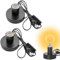 Vintage E27 Tischlampenfuß, 2 Stück E27 Fassung, Vintage Tischleuchte mit Kabelschalter, Nachttischlampe mit Kabelschalter, Max. 100 Watt, Schwarz, exkl. Leuchtmittel