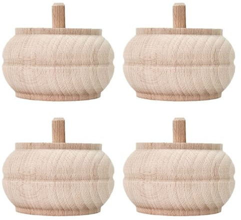 STOLMET Möbelbein aus Buchenholz Möbelfüße aus Holz Möbelfuß Unlackiert Sofa Couch Stuhl Ottomane Schrank 50 mm Höhe Rohholz 4 Stück TOE02