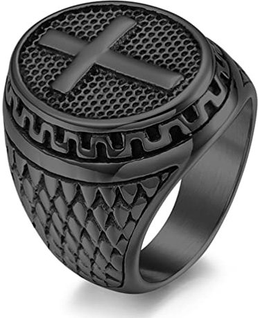 Kreuzring Aus Edelstahl Im Vintage-Stil, Christliches Kreuz Siegelring Für Männer, Kirche, Gläubiger, Schmuck, Geschenk