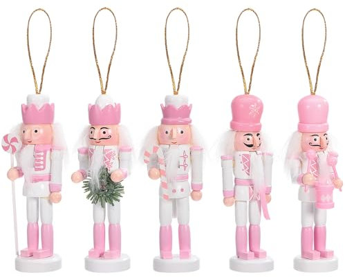 VALICLUD 5 Stück Weihnachts-Nussknacker-Ornamente Mini-Nussknacker-Soldatenfiguren Aus Holz Zum Aufhängen Weihnachtsdekorationen Für Die Weihnachtsfeier