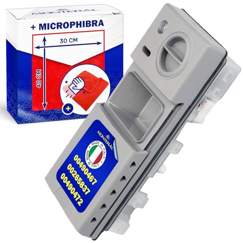 Dispensador de Detergente Tipo 100998 para Lavavajillas con Código Original 00490467 00265837 00490472 para Bosch para Siemens - Completo con Bayeta Microfibra - MADE IN ITALY - MONTERAL