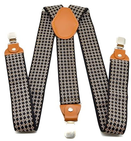 Guador Hosenträger Herren, Hosenträger Y Style Hosenträger Für Herren Breit 3,5 Cm Extra Stark Einstellbar Breit Einheitsgröße Hosenträger (Gelb (Gelbes Leder))