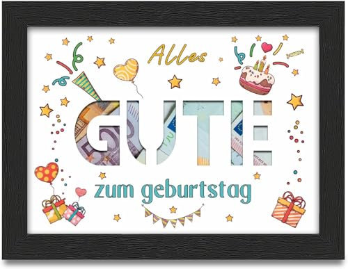 Geldgeschenk Geburtstag Bilderrahmen, Geldgeschenke Verpackung Alles Gute zum Geburtstag, Geld Geburtstagsgeschenk, Geldgeschenke Verpackung Geburtstagsgeschenk für Kinder Mann Frau Kollegen Familie