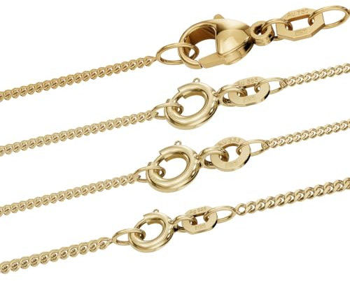 Goldkette Panzerkette 1,1mm 333-585 - 750 Gold oder Silber vergoldet, Länge:60 cm, Material:925 Sterlingsilber vergoldet