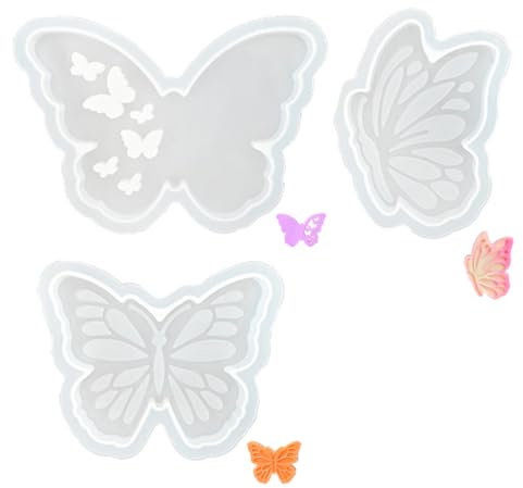 NHQZ 3 Stück Silikonform Schmetterling, Silikonformen gießformen frühling, Gipsform Schmetterling, Kerzen Silikonformen Schmetterling, Gipsformen zum Gießen Schmetterling Sommer, Silikonform Frühling