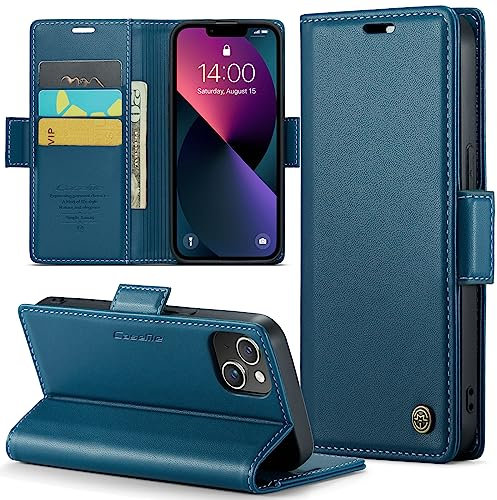Phernykas Handyhülle für iPhone 13 Hülle Leder,Magnetische Klapphülle mit kartenfach und Standfunktion Smartphone Schutzhülle Lederhülle iPhone 13 Flip Book Case (Blau)