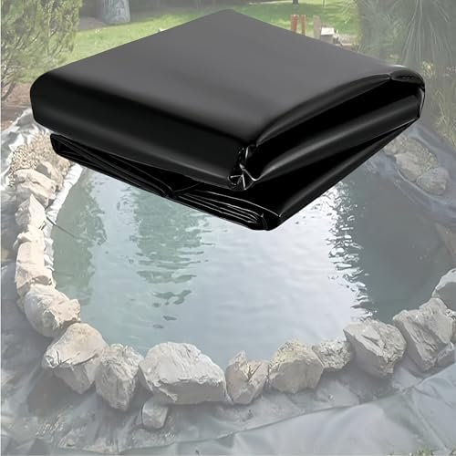 Schwarz HDPE Teichfolien Schwerlast Koi Teichfolie, vorgeschnittene Unterlage für Teiche, Bachläufe, Springbrunnen, Landschaft flexibel und undurchlässig, für Gartenbecken, robuste Teichfolie(6x12m (1