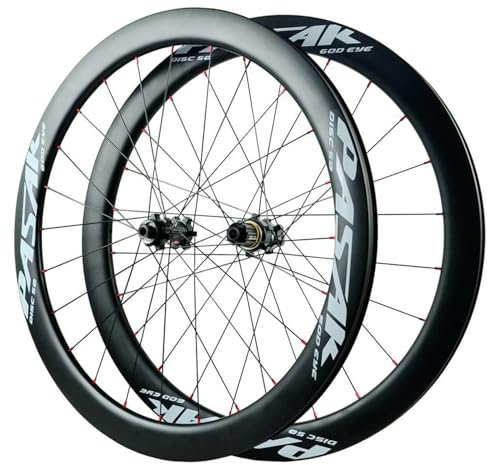 700C Road Bike Carbon Wheels, 50MM Rim Thru Axle 142Mm Sealed Bearings QR Disc Brake Cycling Racing Wheels 24H Spoke Weight 1720G Bike Wheel for 7-12 Speed Qr9*100,50mm