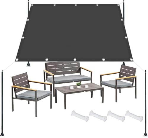 Schattenspender 50 x 160 cm Markisenstoff, Sonnenschutz, Hitzeschutz, Reißfest Sonnenschutz Balkon Ohne Bohren inkl Befestigungsseile für Patio, Pergola Und Schwimmbad, Dunkelgrau