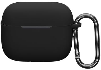 kwmobile Custodia Caricatore Compatibile con Oppo Enco Air 4i - Cover Silicone nero - Rivestimento Gommato Protezione con Gancio