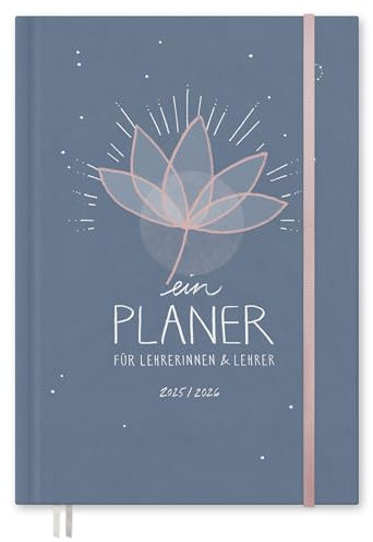 Eine der Guten Lehrerkalender 2025 2026, A4 Lehrerplaner mit Gummiband und Stiftschlaufe, Schuljahresplaner für Schuljahr 25/26, Blau Rosa, nachhaltig & klimaneutral