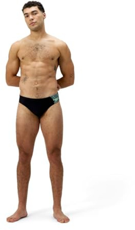 Speedo Men's Medley Logo 7cm Brief Swim Trunks Swimmers Green Size 34