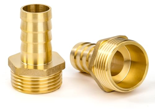 2 Pezzi Raccordo Portagomma in Ottone 19 mm x 1 Maschio, Adattatore Tubo Diritto a Barb per Giardino, Acqua, Aria, Olio, Gas & Carburante - Uso Industriale e Fai-da-Te