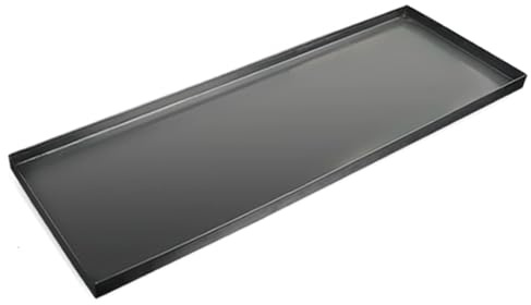 LUNAIZHUO Ölauffangwanne, Edelstahl-Auffangwanne, Hundekäfig Wanne, Auslaufsichere Blumentopf-Wasserauffangwanne, für Waschmaschine, Mini-Kühlschrank, Klimaanlage(Black,40x20x2cm/16x8x0.8in)