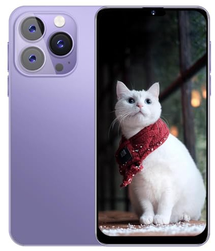 PrzTIk 6,3-Zoll-HD-Display Smartphone | 16GB ROM (bis 128GB erweiterbar), 4000mAh Akku, Dual-SIM, Dual-Kamera, Android 10, Bluetooth, Gesichtserkennung (Purple)
