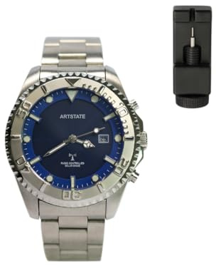 ARTSTATE AS0259 Solar Funk Quarz Herren Uhr Analog mit Edelstahl Armband,Wasserdicht bis 10 Bar (Blau)