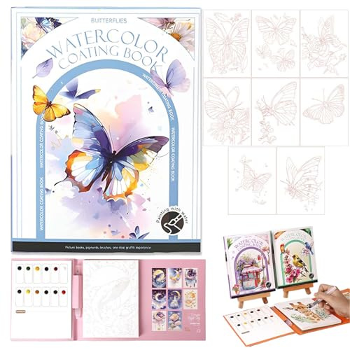 Hedremy Aquarelle Peinture, Livre Aquarelle avec Pinceau et Papier Aquarelle, Cahier Aquarelle, Adapté à la Maison, à l'École, aux Voyages et à la Peinture à l'Aquarelle pour Débutants
