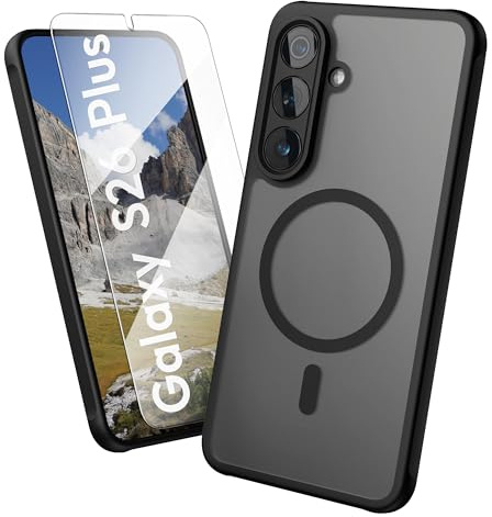 Oakshield Hülle für Samsung Galaxy S26 Plus Hülle - Handyhülle [kompatibel mit MagSafe] - TPU Schutzhülle [robuster Fallschutz] - Mit [Schutzglas] - Case Schwarz