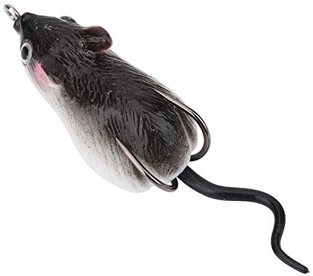 Zhangpu Weiche Maus-Angelköder Zum Fangen von Fischen, Topwater-Köder für Angler, Tackle-Zubehör mit Zwei Haken, Umweltfreundliches Material für Angelbegeisterte (Dunkelgrau)