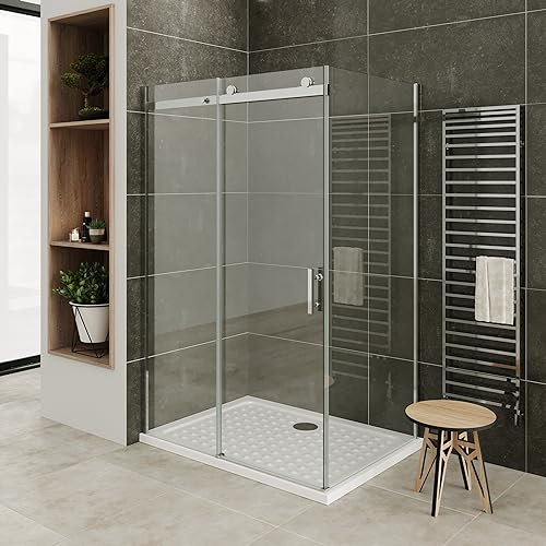 i-flair Duschkabine VIOLA mit Schiebetür 150x100 cm Tür: 150cm, Höhe: 200 cm Eckduschkabine mit Fronteinstieg und Rollsystem aus 8mm Nano ESG Sicherheitsglas - LINKS UND RECHTS MONTIERBAR! - DK806