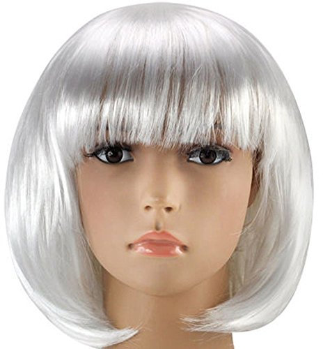 KURZES BOB-PERÜCKE FÜR FRAUEN-FANTASTISCHES KLEID COSPLAY-PERÜCKE POP-PARTY-KOSTÜM (Silber)