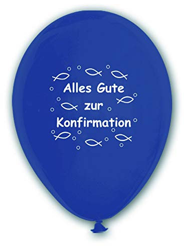 10 Luftballons Alles Gute zur Konfirmation, BLAU, ca. 30 cm Durchmesser