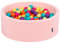 KiddyMoon Piscine À Balles pour Bébé Rond 90X30cm/200 Balles 7Cm Fosses À Boules Jouet Enfant, Rose:Vert Clair/Jaune/Turq/Orange/R.Foncé/Violet
