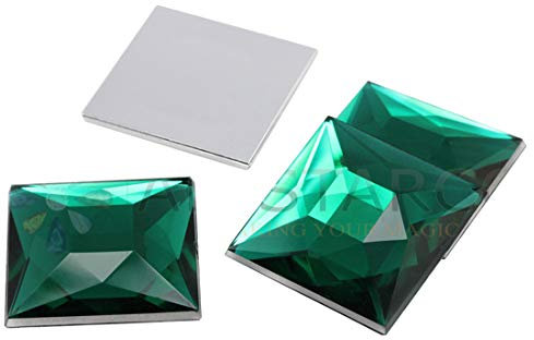 Allstarco 24 mm di strass quadrati in acrilico per cosplay, 14 pezzi (verde smeraldo A10)