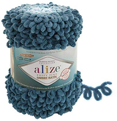Alize Puffy Fine Ombre Batik Baby Decke Garn Lot of 1 Knäuel 500 g 80 Yds 100% Micropolyester Soft Yarn Looped Yarn for Finger Knitting No Hook No Needle (7263)