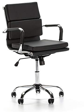 VS Venta-stock Fenix Schreibtischstuhl Schwarz, Wippfunktion & Armlehne - Ergonomic, höhenverstellbar