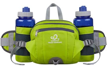 Waterfly Sac Banane Porte Bouteille Sac Ceinture Banane Homme Femme pour Sport Voyage Randonnée Cyclisme (Vert Clair)