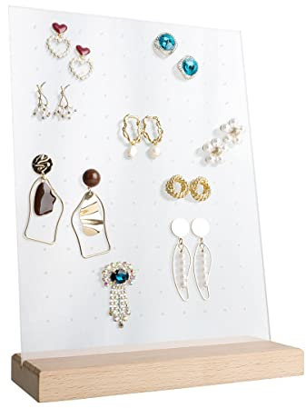 GemeShou Buche-Ohrring-Ausstellung zum Verkauf von Schmuck, hölzerne Ohrring-Halter zur Darstellung von Stecknadel-Ohrringen, kleine Ausstellungsplatte für Schmuckstecknadel-Ohrringe 【Buche】