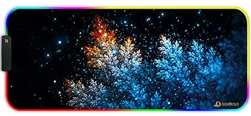 DORRISO RGB Tapis de Souris Gaming Surdimensionné Grands 900 x 400 x 3 mm Tapis de Souris XXL XL Mousepad pour Clavier Souris Ordinateur PC Tapis de Souris Argent