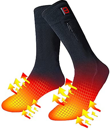LPCRILLY Calcetines eléctricos Recargables, Calcetines térmicos para Hombres y Mujeres, Calentadores de pies para Acampar en Motocicleta y Bicicleta, Deportes al Aire Libre en Invierno frío(S)